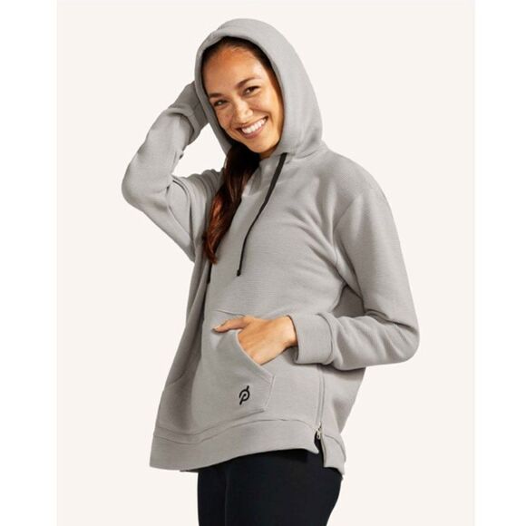 Peloton Rib Side Zip Hoodie Gray Oversize Women's Size S Relaxed Fit - Picture 1 of 11